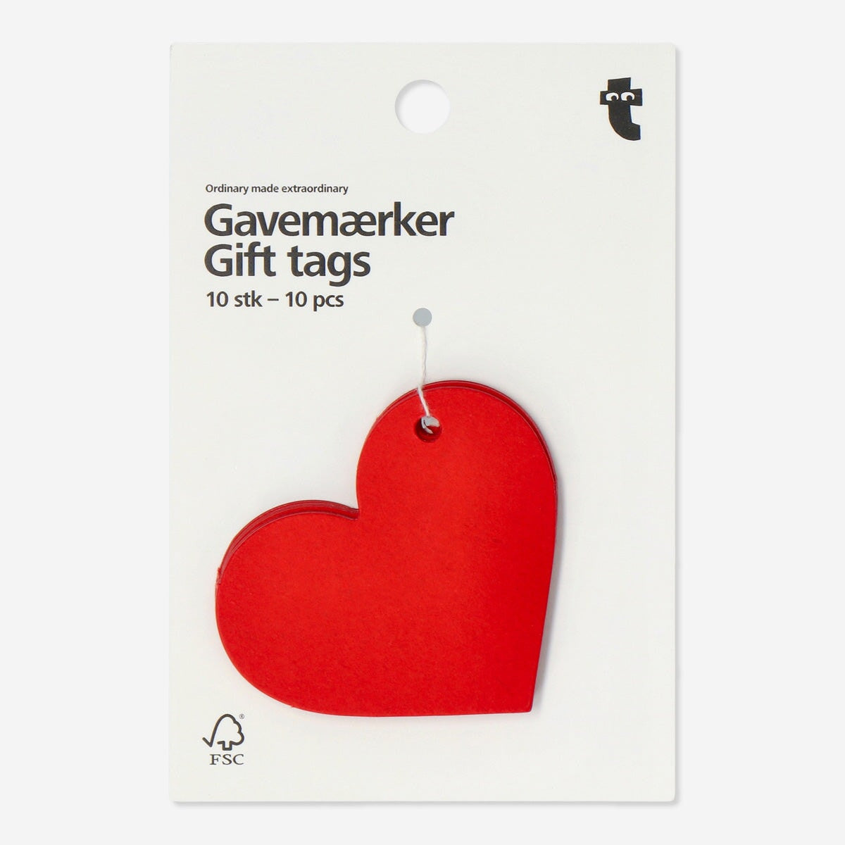 Set of 10 colorful party gift tags by Flying Tiger Copenhagen with festive designs for gift wrapping and decoration.