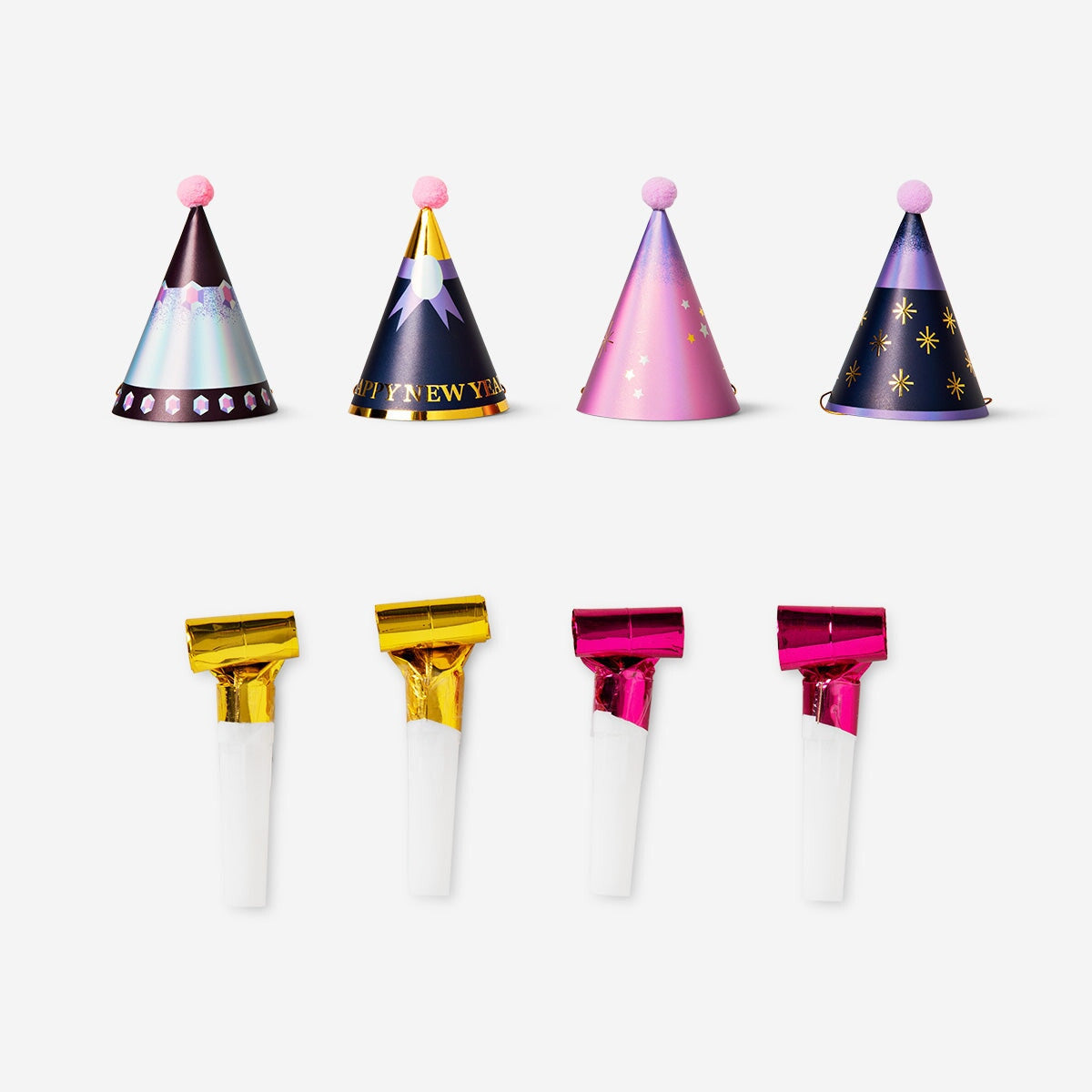 Colorful New Year's hat set from Flying Tiger Copenhagen, perfect for party celebrations and festive occasions.