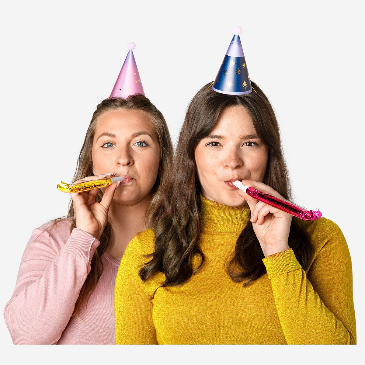 Festive New Year's hat set by Flying Tiger Copenhagen, featuring colorful party hats and accessories for celebration.