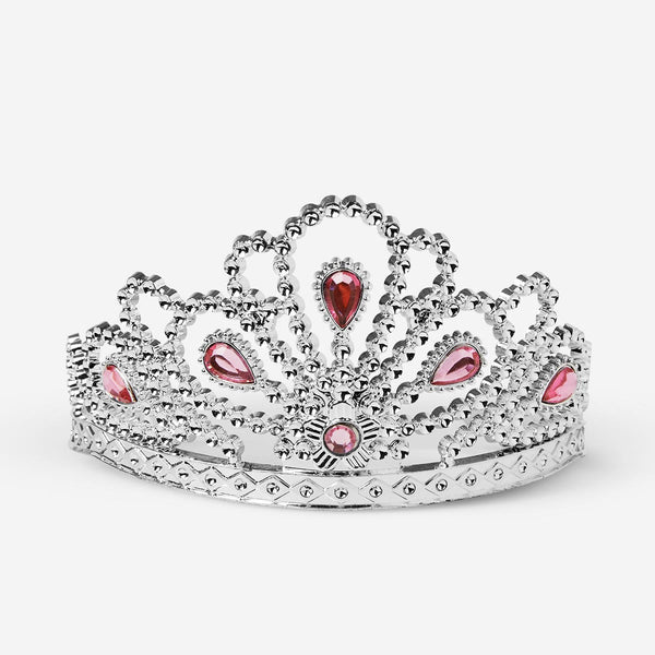 Kids Silver Tiara with Pink Gemstones | Birthday Party Accessory