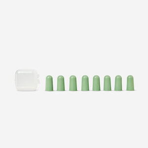 Green earplugs from Flying Tiger Copenhagen, set of 8, designed for personal care and noise reduction.