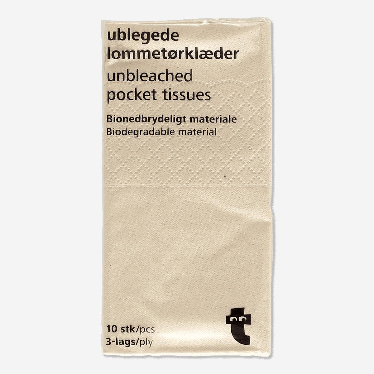 Unbleached paper tissues from Flying Tiger Copenhagen, soft personal care tissues on a white background.