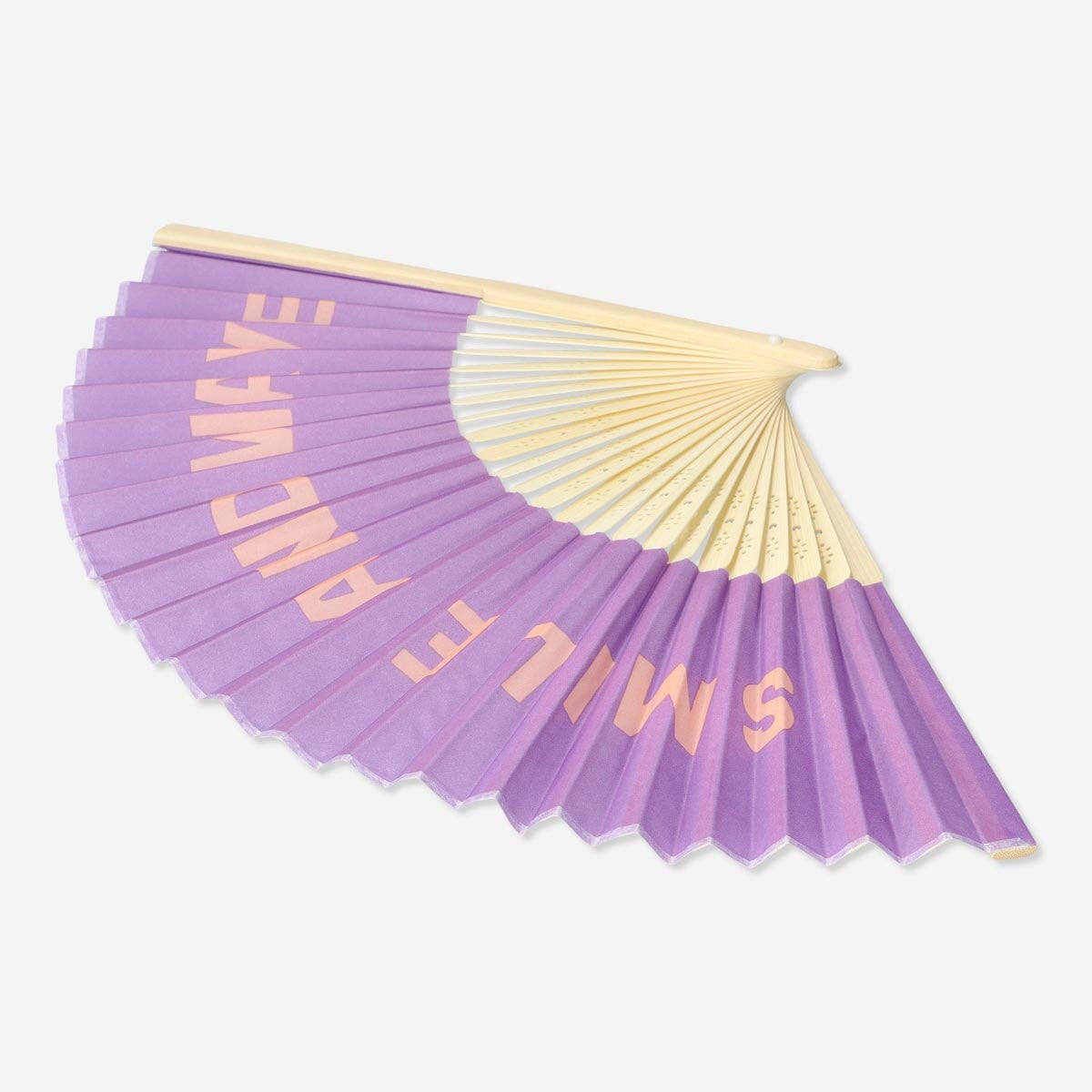 Foldable textile fan by Flying Tiger Copenhagen, showing a compact, foldable fan with colorful fabric design.