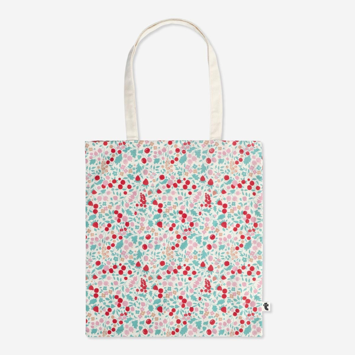Flying Tiger Copenhagen textile tote bag with colorful printed design, durable fabric handles, and spacious interior for daily use.