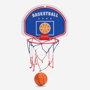 Flying Tiger Copenhagen toy basketball set with mini basketball and hoop for kids to play indoors or outdoors.