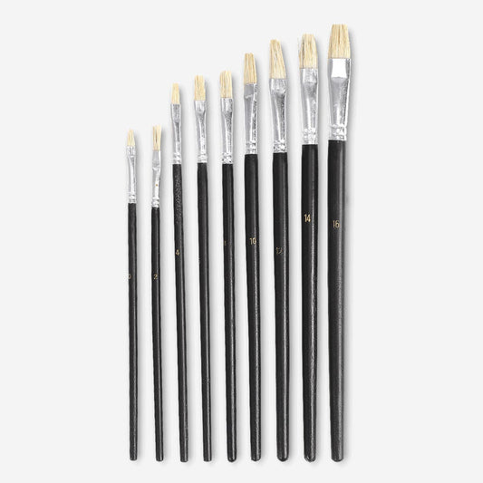 Black hobby paint brushes set - 9 sizes