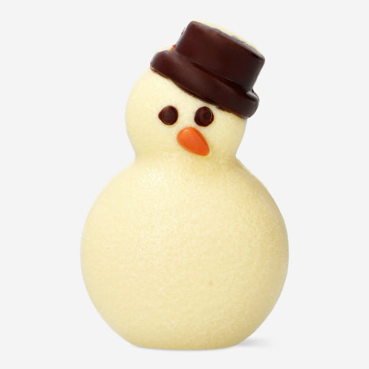 Hollow white chocolate snowman. With marshmallows