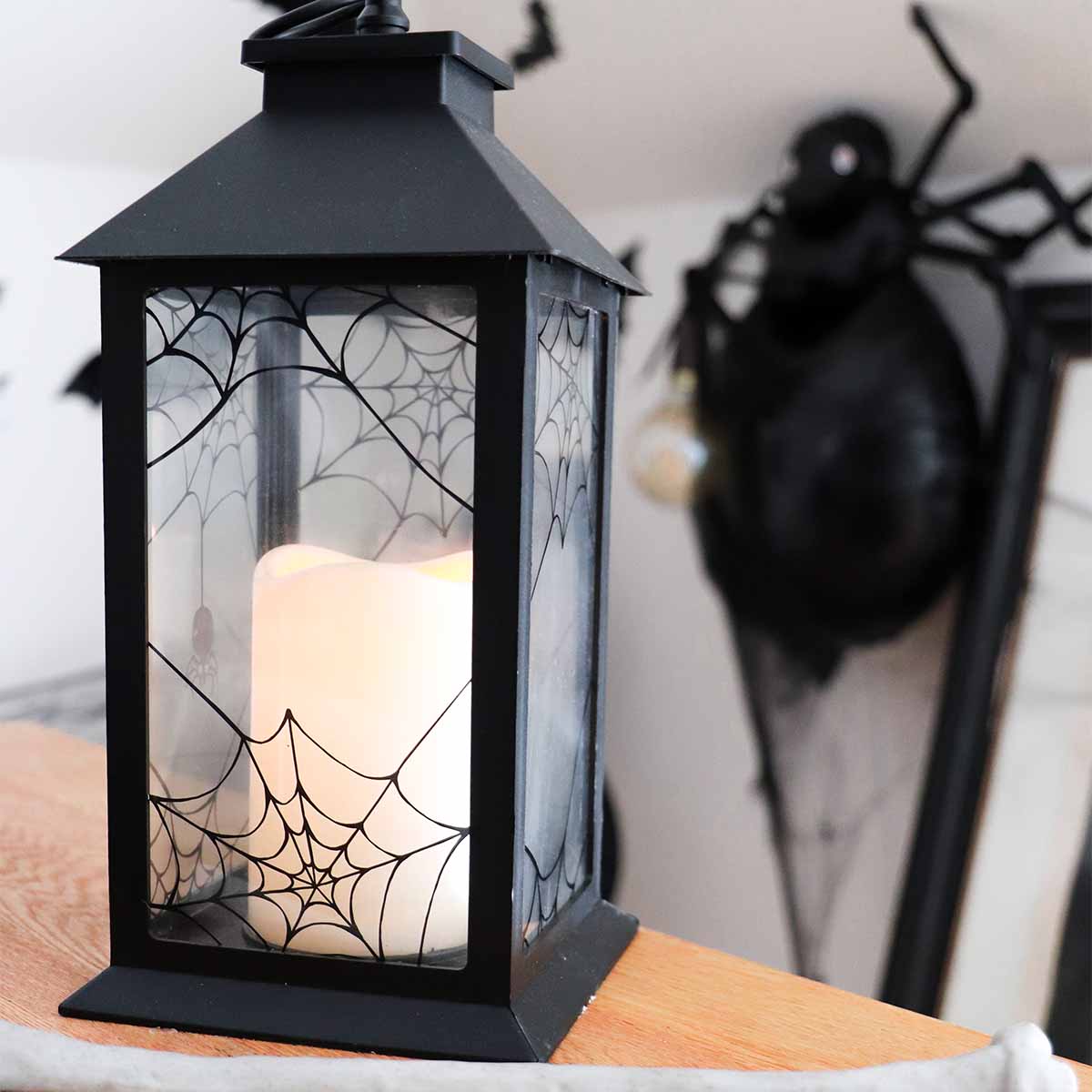 Large Black Lantern with LED Light – Stylish Home Decor – Flying Tiger ...