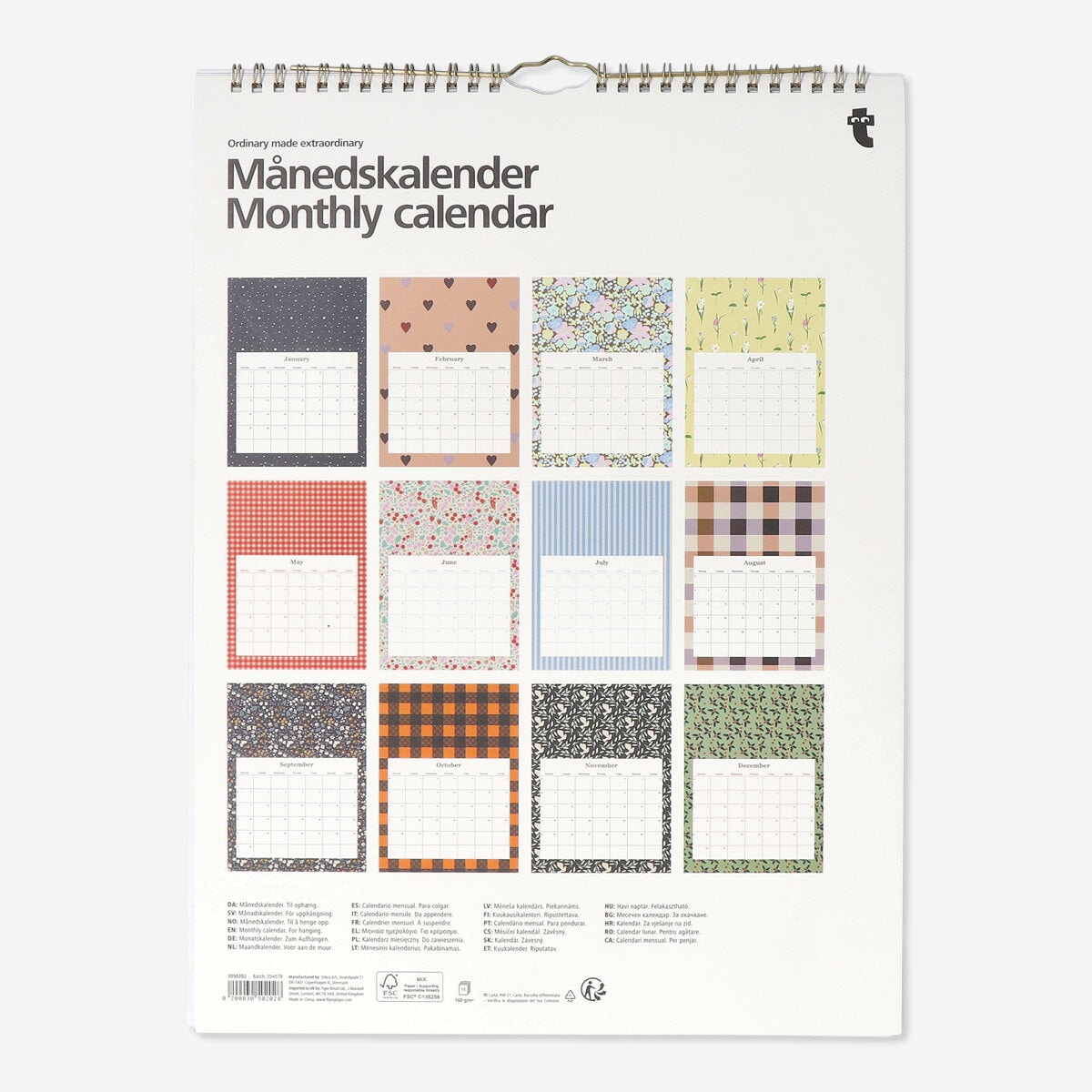 Monthly calendar. For hanging Office Flying Tiger Copenhagen 