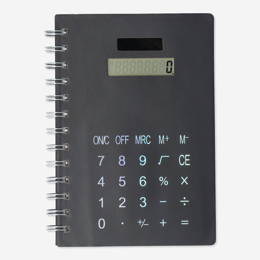 Notebook with calculator. Solar-powered