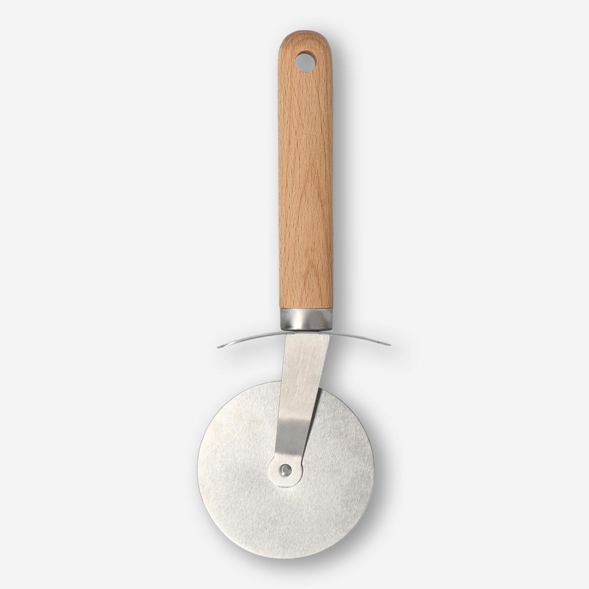 Stylish Beech & Stainless Steel Pizza Cutter | Kitchen Utensil
