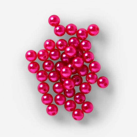 Pink round pearl beads for crafting