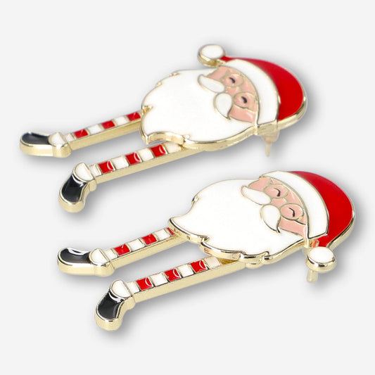 Ear studs as santas with dangling legs