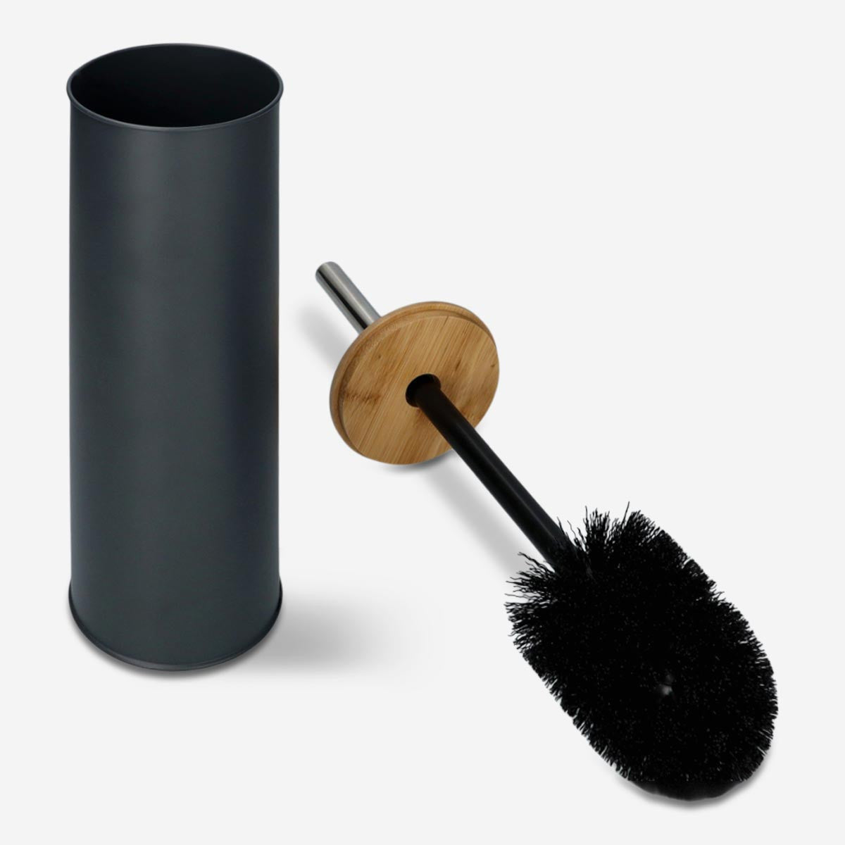 arteneur® - Scopino per WC 3 in 1 in silicone con supporto per scopino WC,  manico lungo in acciaio inox e igienico con lamelle e raschietto, per bagno