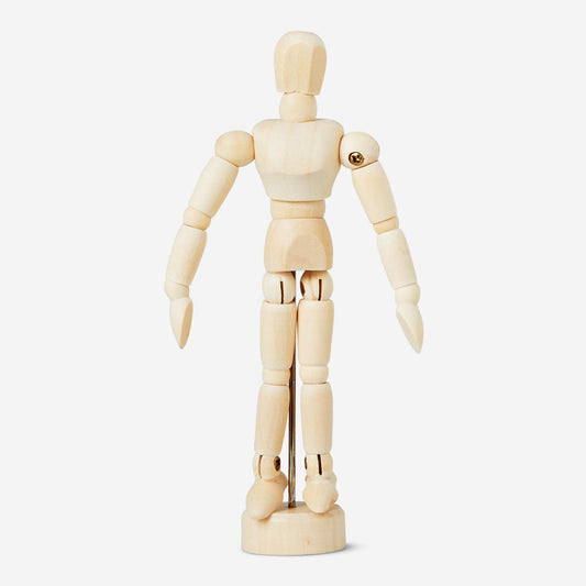 Nastavitelná hnědá dřevěná figurína - výška 14 cm