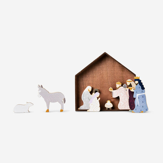 Wooden nativity set - 9 pcs